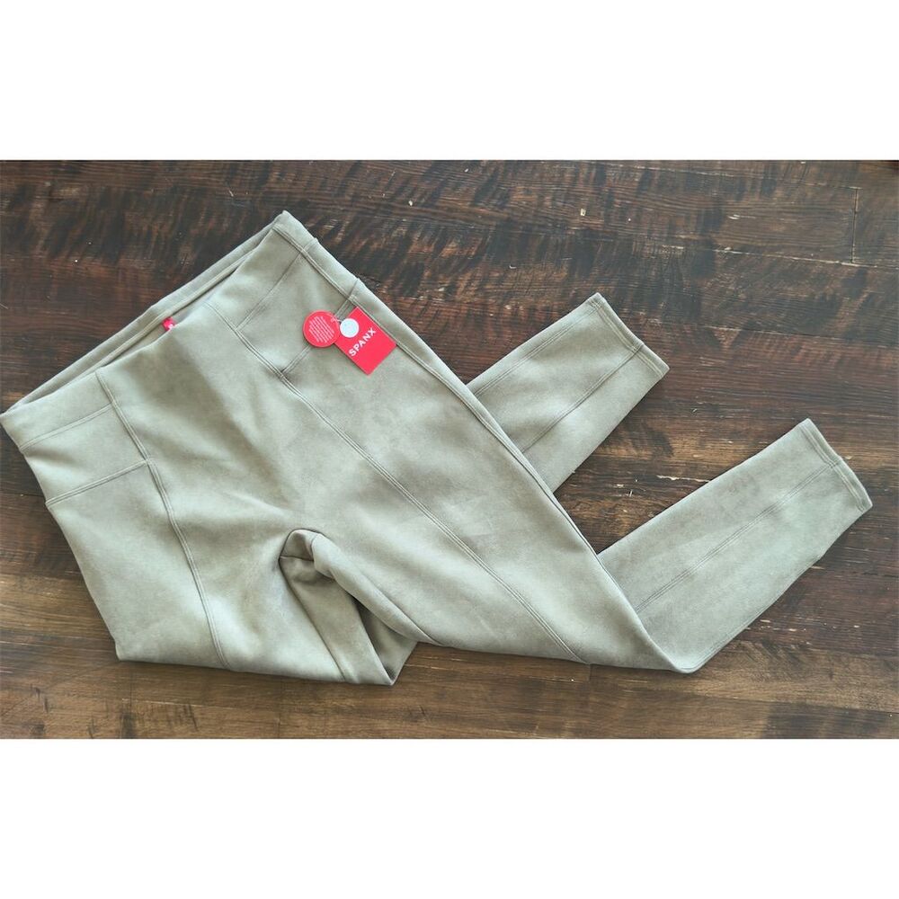 SPANX Women's Faux Suede High Waist Leggings Brown Size L Petites